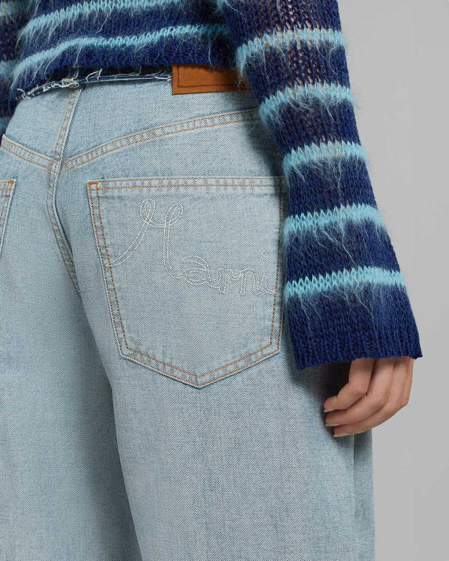marni Blue Inside-Out Denim Carrot-Fit Jeans on figure back detail
