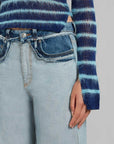 marni Blue Inside-Out Denim Carrot-Fit Jeans on figure front detail