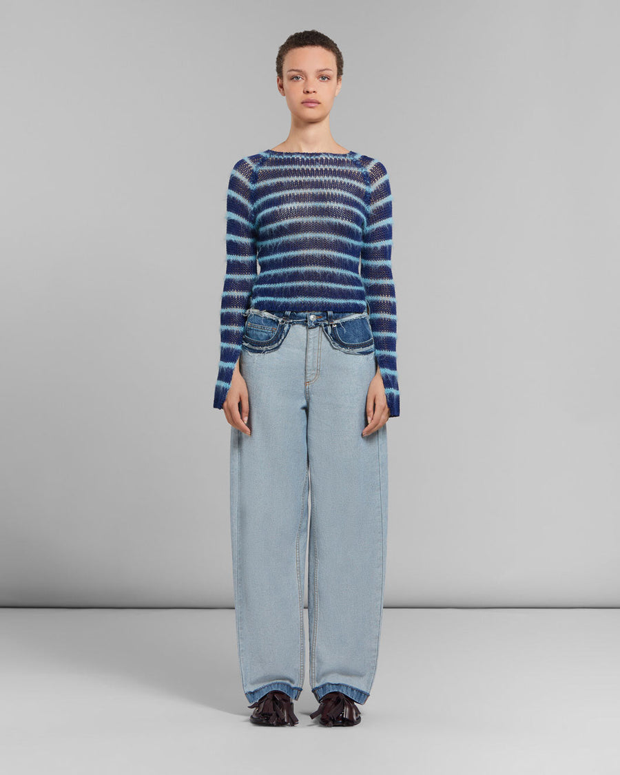 marni Blue Inside-Out Denim Carrot-Fit Jeans on figure front