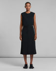 marni black tropical wool midi skirt on figure front