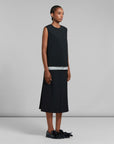 marni black tropical wool midi skirt on figure side