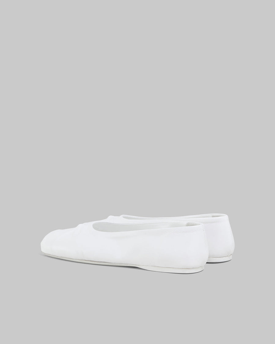 marni White Nappa Leather Seamless Little Bow Ballet Flat