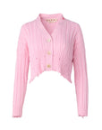 marni dishevelled rib cotton cardigan pink gummy