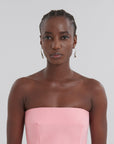 marni Pink Cady Strapless Mini Dress on figure front detail