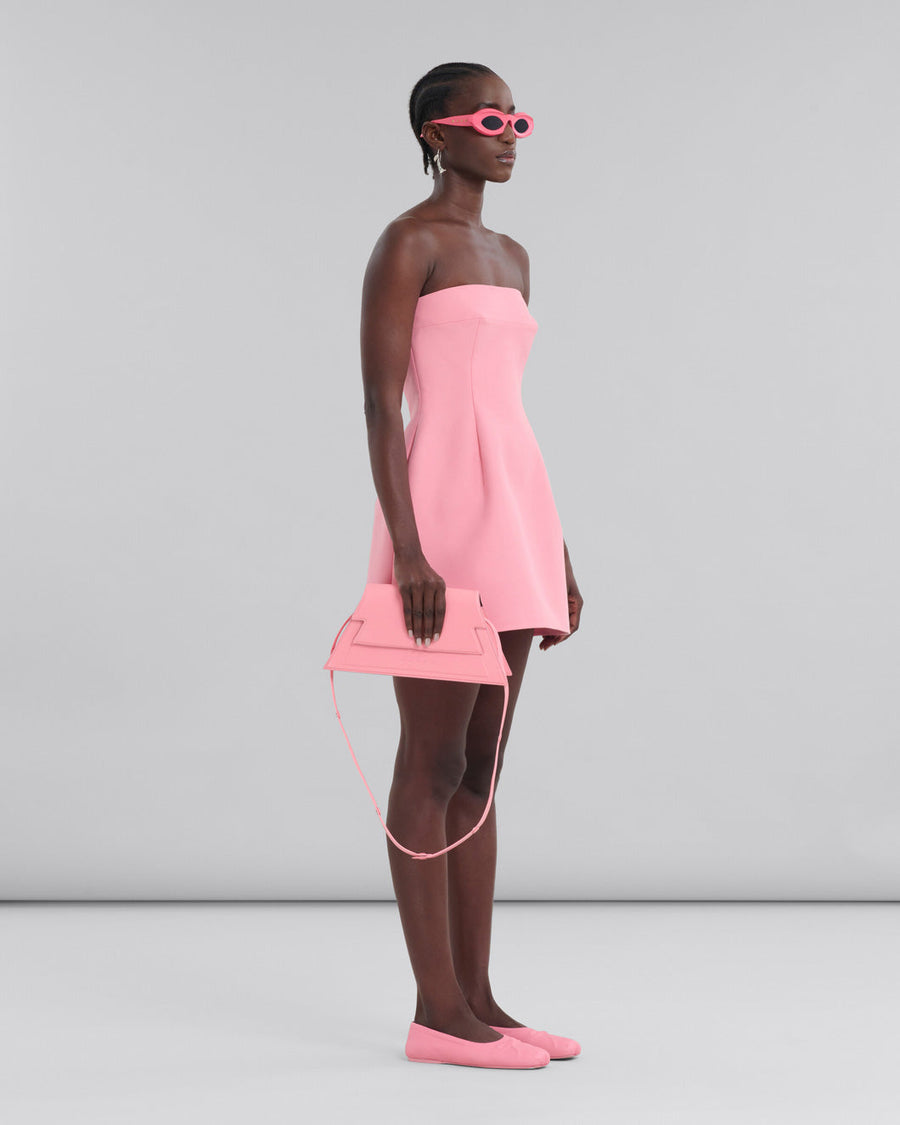marni Pink Cady Strapless Mini Dress on figure side