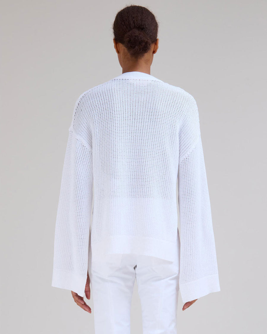 marni cotton crochet sweater white on figure back