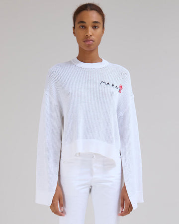 marni cotton crochet sweater white on figure front