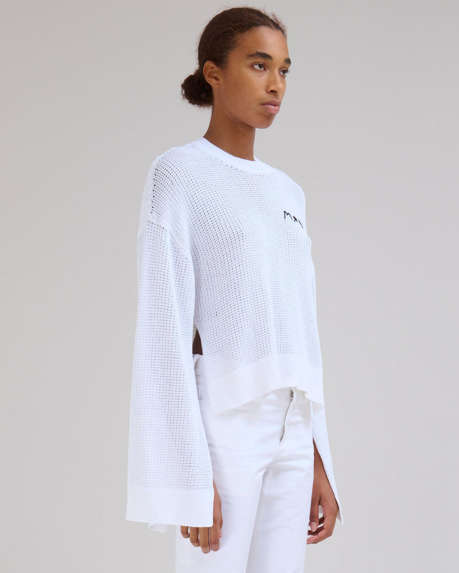 marni cotton crochet sweater white on figure side