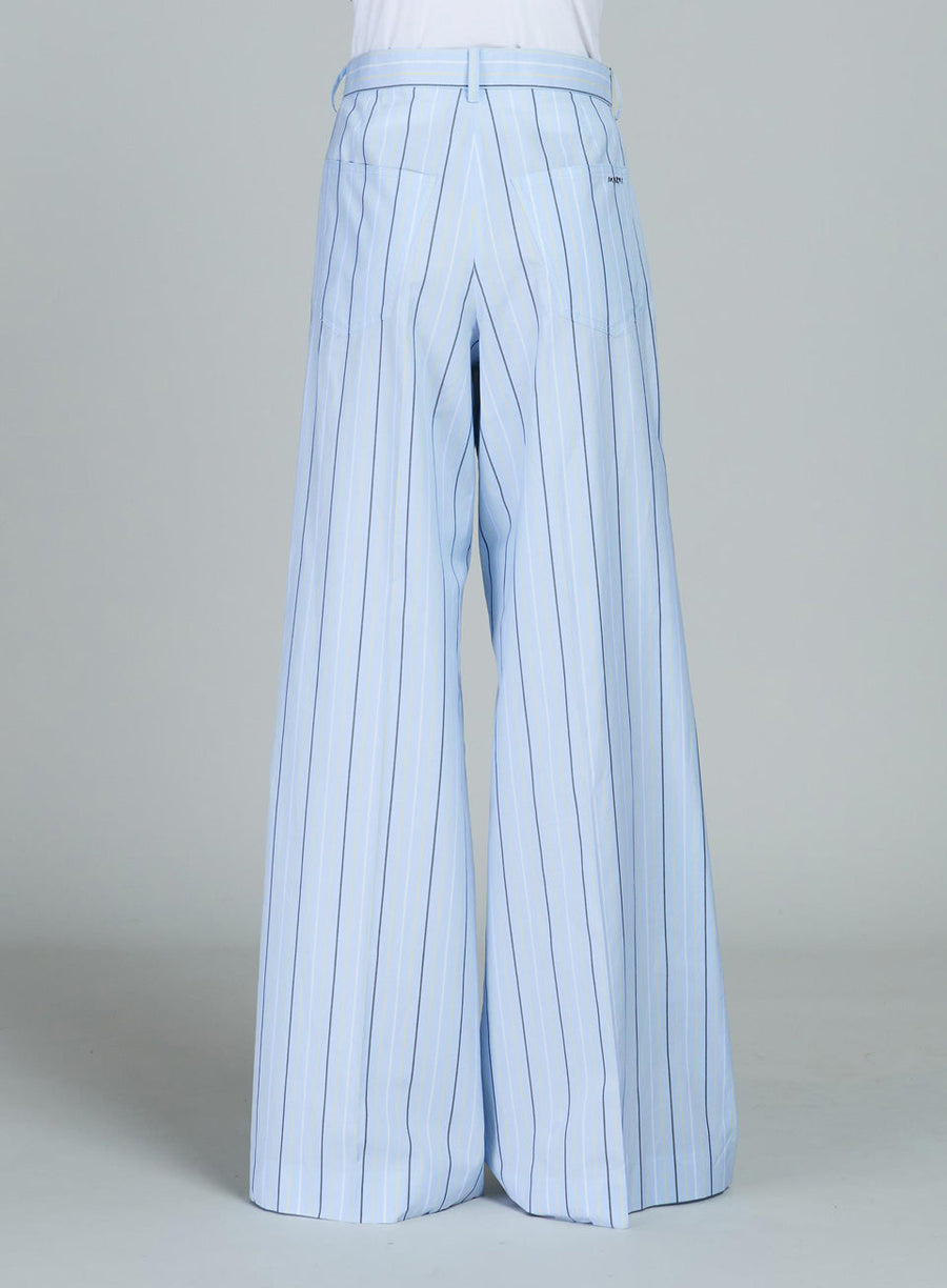 marni striped cotton poplin trouser blue on figure back