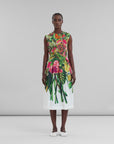 marni white poplin skirt with mystical bloom print white and colors skirt on figure front