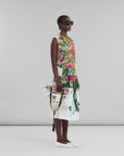 marni white poplin skirt with mystical bloom print white and colors skirt on figure side