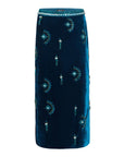 patbo hand beaded velvet midi skirt blue front