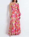 patbo hydra one shoulder maxi dress pink figure front