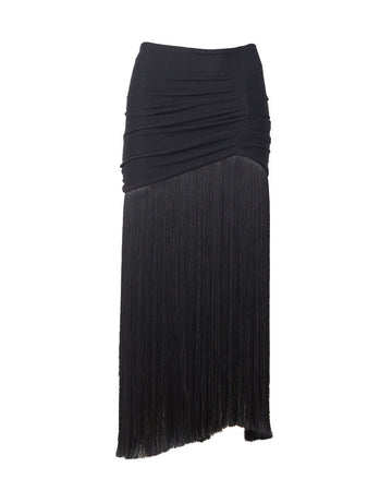 patbo knit fringe trim midi skirt black