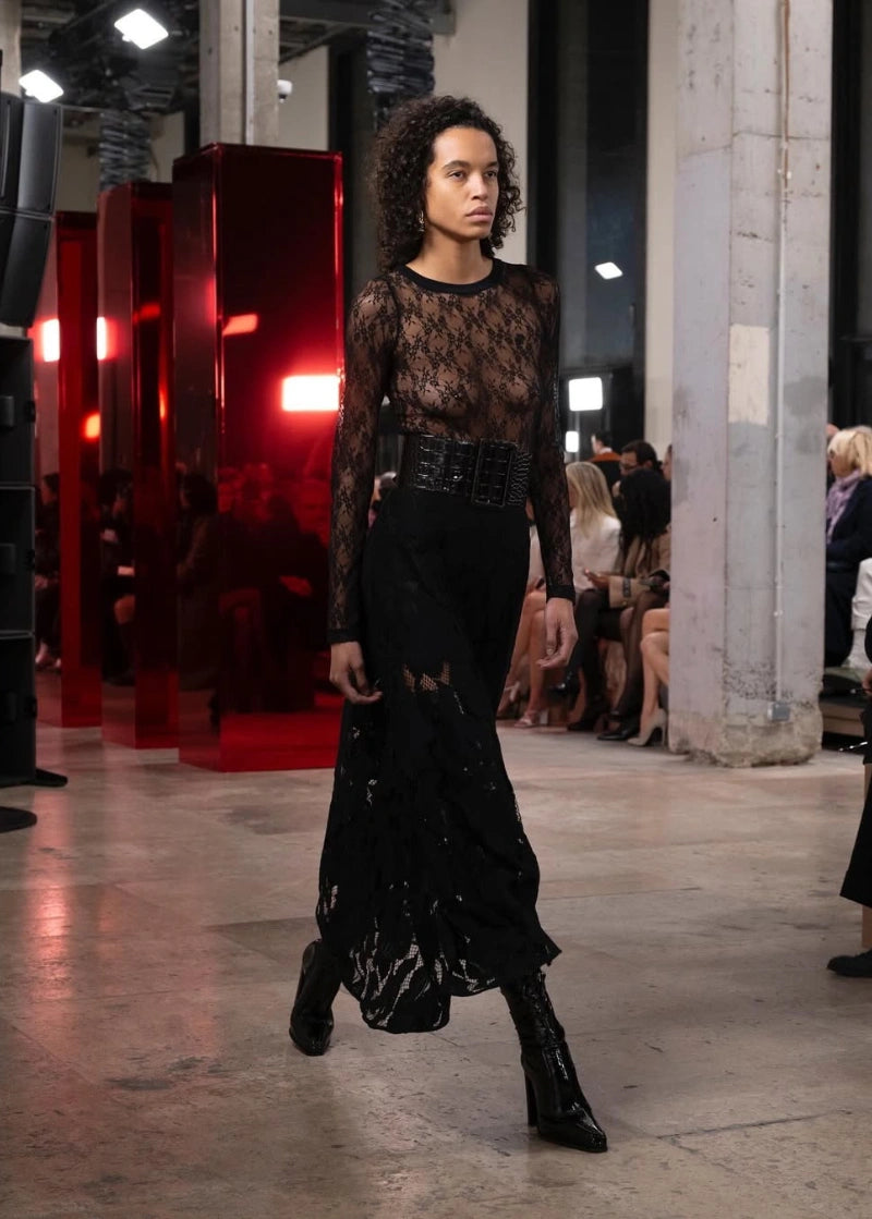 patou black ace midi skirt