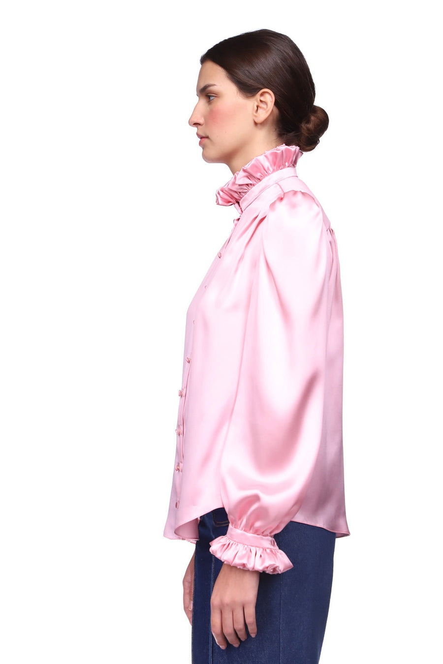 prune gold schmidt double collar shirt pink figure side