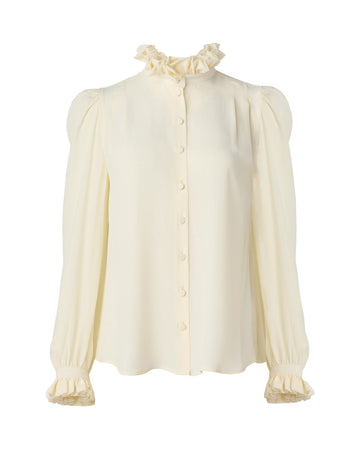 prune goldschmidt double collar shirt ecru white