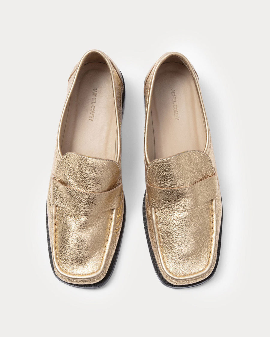rachel comey annie loafer gold isolated 