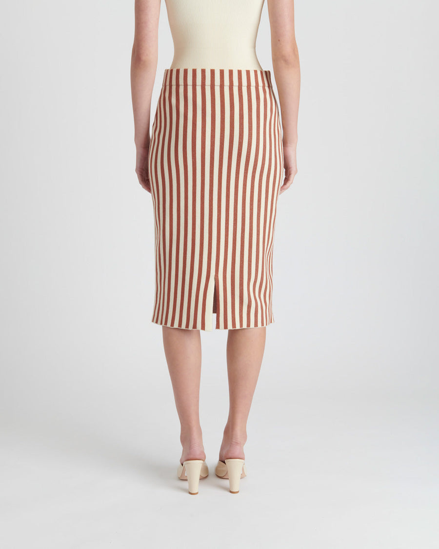 rachel comey kasey skirt brown cream skirt on figure back