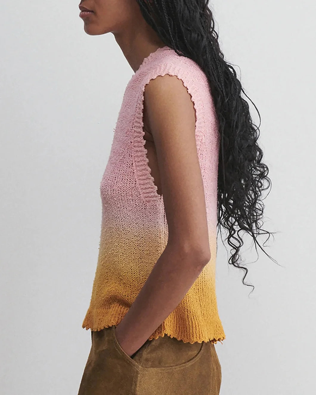 rachel comey Santee Top boucle overdyed melon and rust side