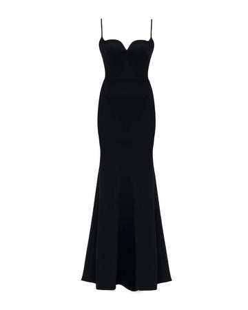 rachel gilbert loren gown black front