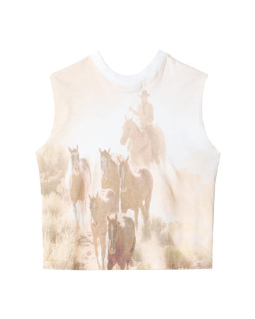 redone baby muscle tee cowboy white front
