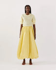rejina pyo flora skirt taffeta yellow skirt on figure front