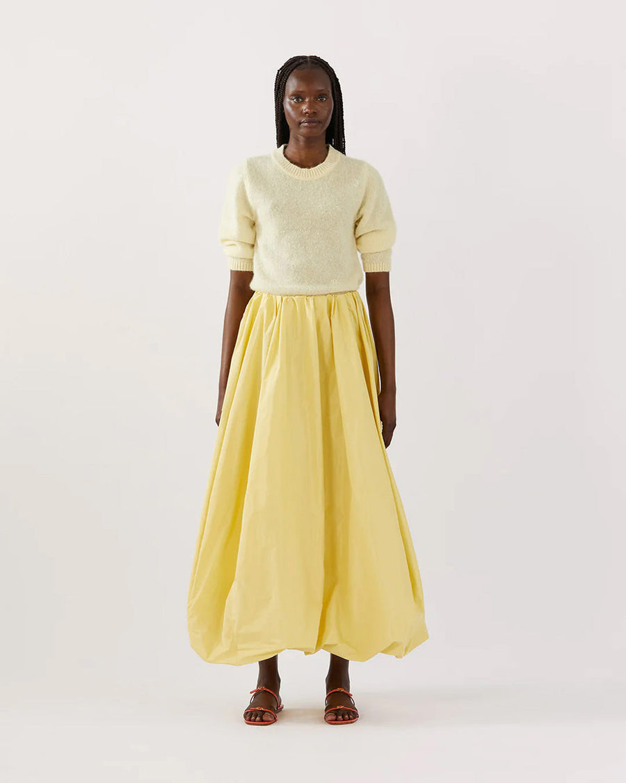rejina pyo flora skirt taffeta yellow skirt on figure front