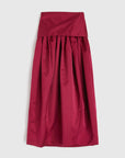 rochas belted midi skirt in duchesses red back