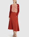 rochas rounded midi skirt red figure front