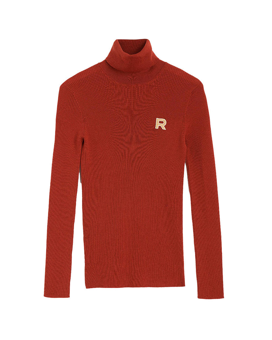 rochas t neck sweater red front