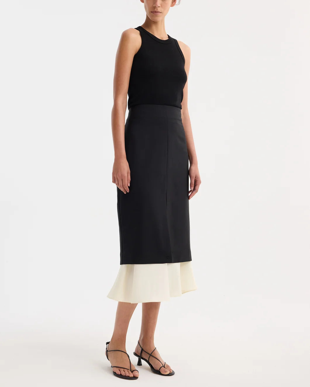 rohe contrast upside down skirt black side