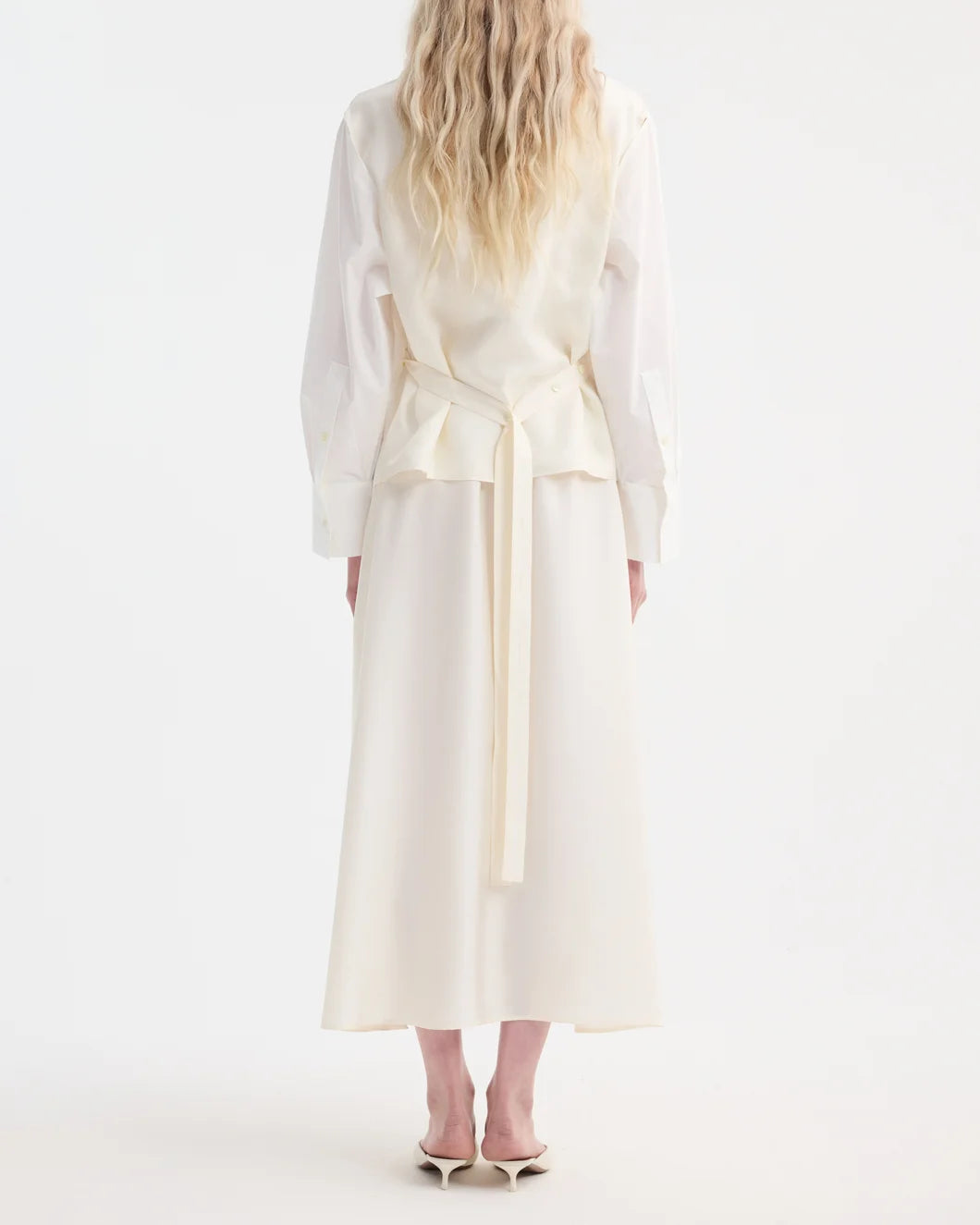 rohe poplin silk combined gilet dress optic white back