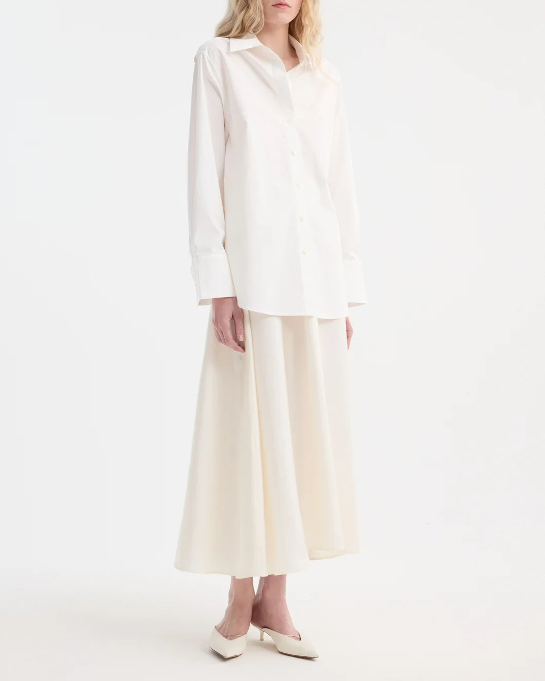 rohe poplin silk combined gilet dress optic white side