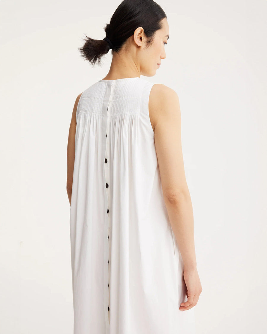 rohe Sleeveless Pleated A-Line Dress white on figure back