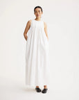 rohe Sleeveless Pleated A-Line Dress white on figure front