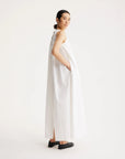 rohe Sleeveless Pleated A-Line Dress white on figure side