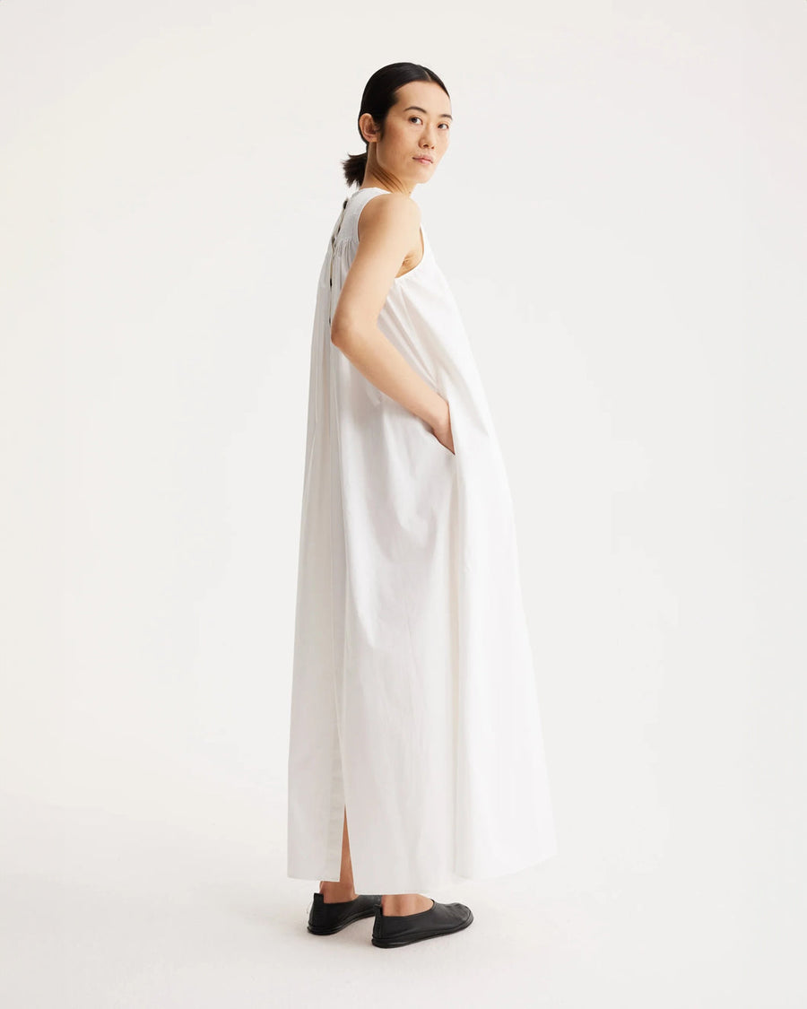 rohe Sleeveless Pleated A-Line Dress white on figure side