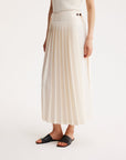 rohe plisse wrap skirt cream off white skirt on figure front detail
