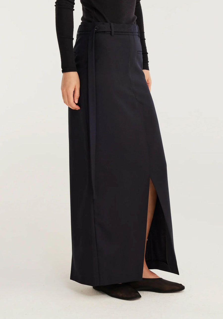 rohe reimagined tailored skirt navy figure side