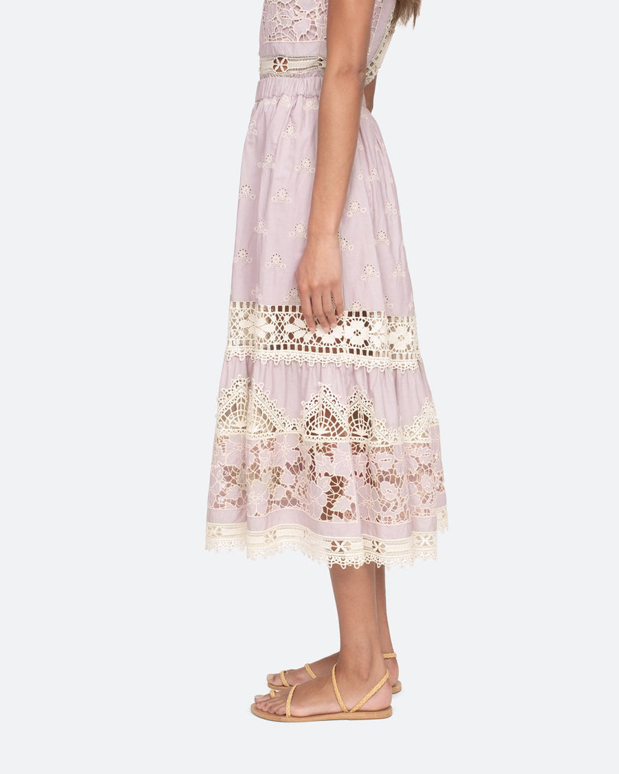 sea new york joah embroidary skirt lilac skirt on figure left side