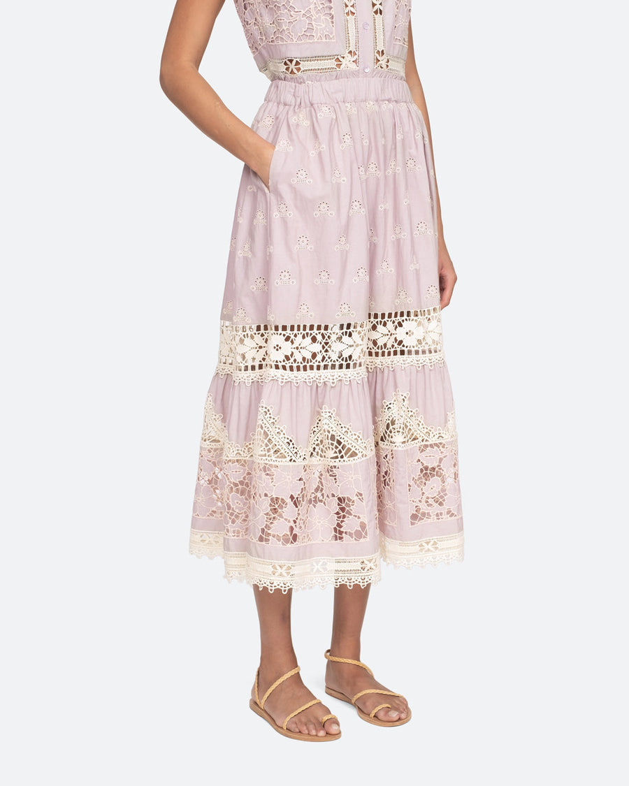 sea new york joah embroidary skirt lilac skirt on figure right side