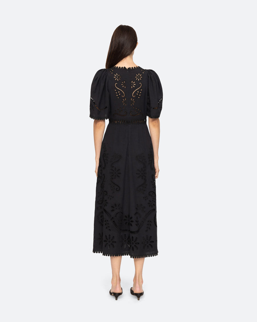     sea new york liat embroidary s slv dress black dress on figure back