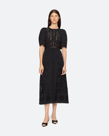     sea new york liat embroidary s slv dress black dress on figure front