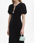 self portrait black velvet embellished midi dress black dress