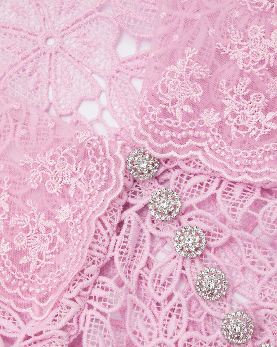 self portrait pale pink guipure lace midi dress pale pink dress detail
