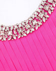 self portrait pink chiffon diamante maxi dress detail