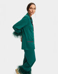 sleeper Party Pajama Set with Detachable Feathers Green
