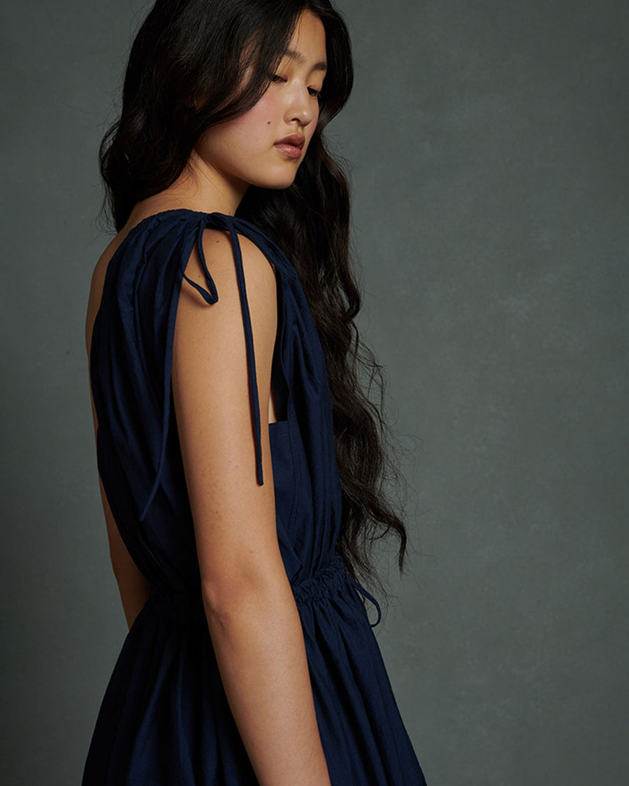 soeur ashley bleu de chine ble44245 dark blue dress on figure side