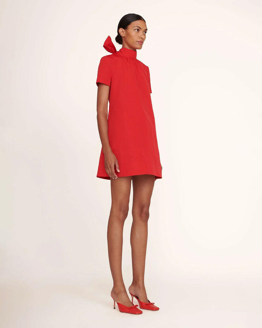 staud mini ilana dress red on figure side